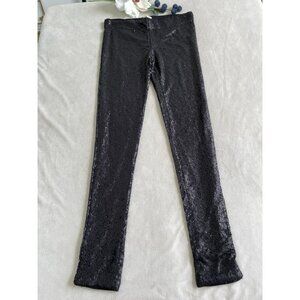 May & July Womens Shinny Black Sequin Long Pants Size M Stretch Whimsigoth